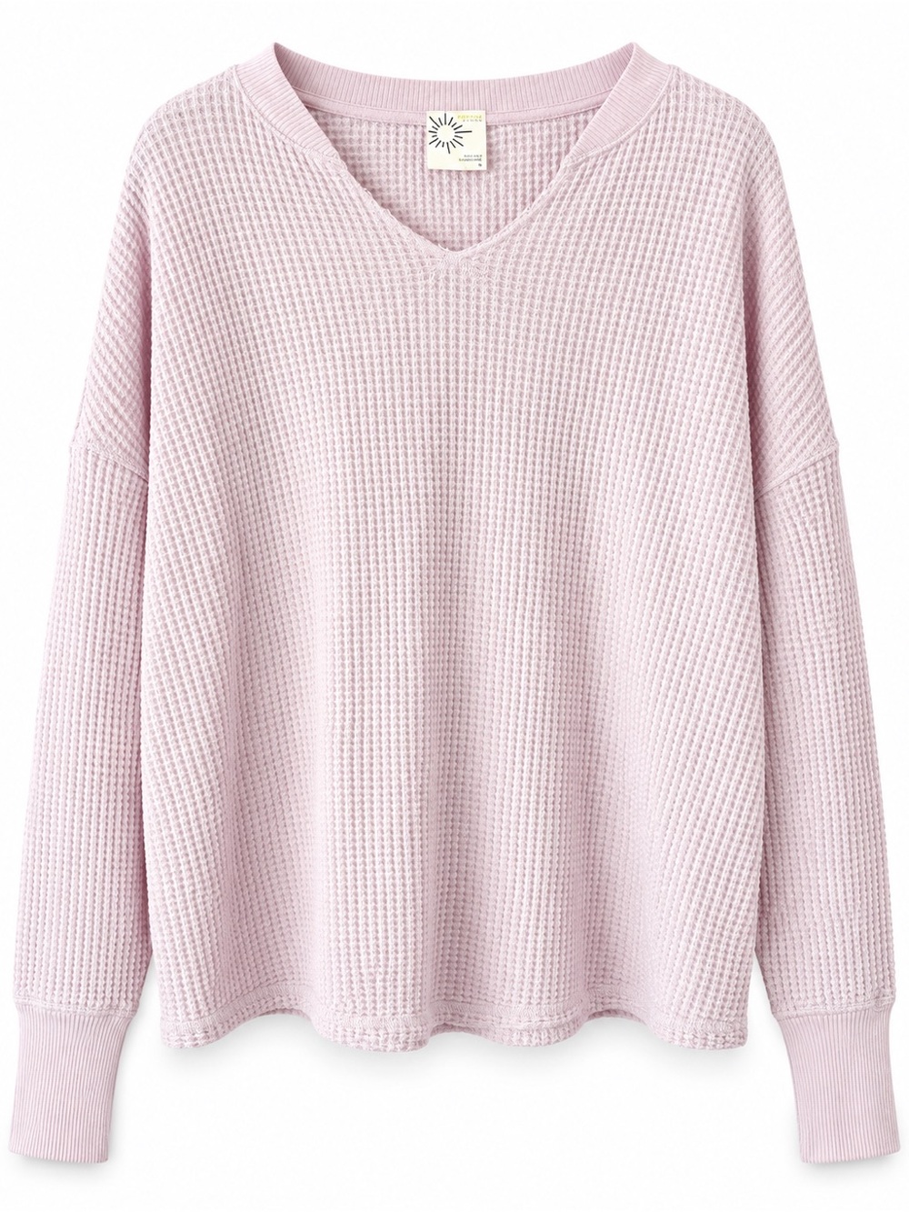 aerie Waffle-Knit V-Neck Pullover - Light Pink